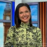 Maggie’s yellow floral mock neck dress on Good Morning America