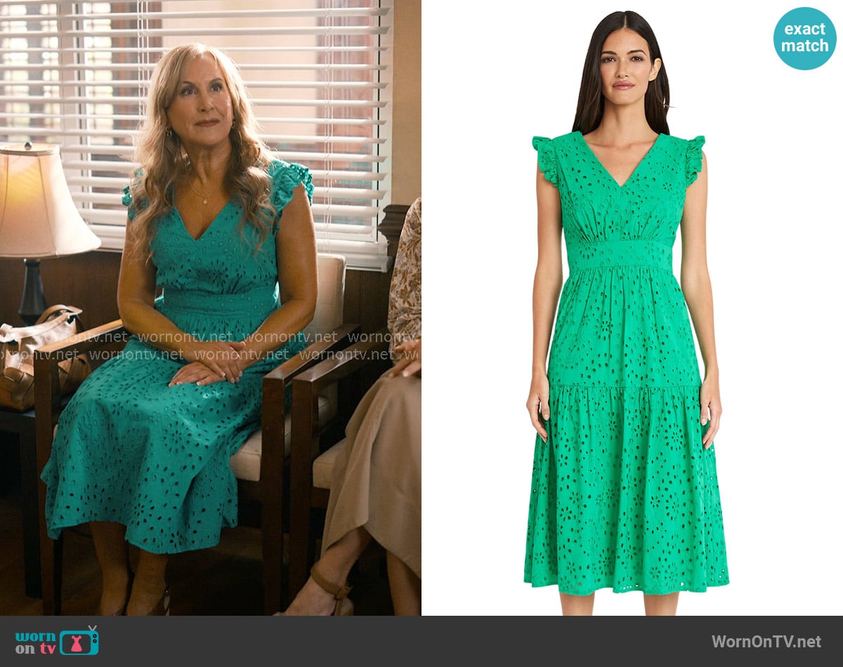 Maggy London Faye Below the Knee Fit & Flare Dress worn by Iris Maddox (Jodi Benson) on Sweet Magnolias