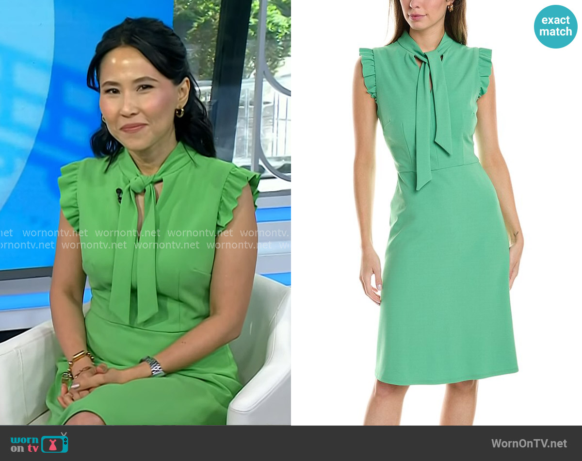 Maggy London Tie Neck Flutter Cap Sleeve A-Line Dress worn by Vicky Nguyen on Today