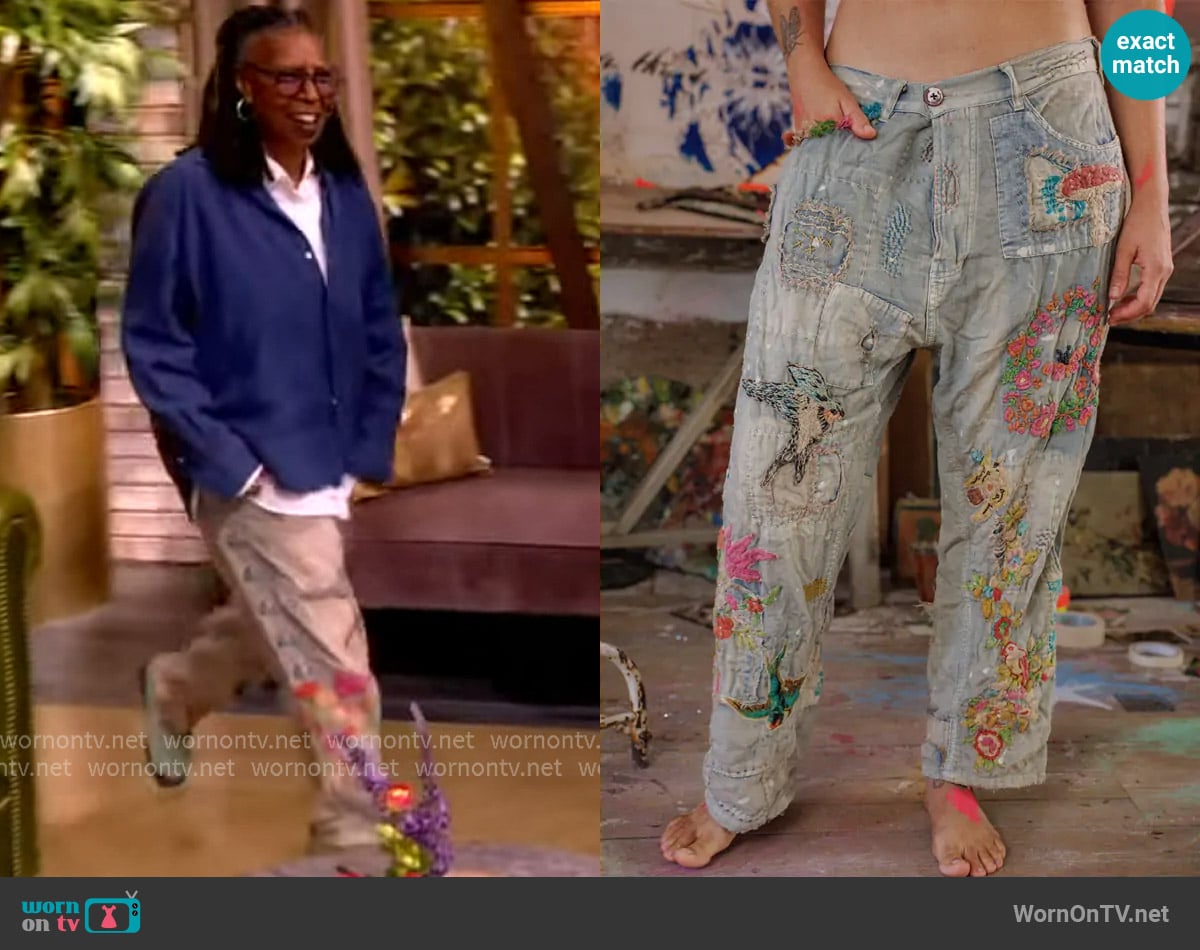 Magnolia Pearl Floral Miner Denims worn by Whoopi Goldberg on The View