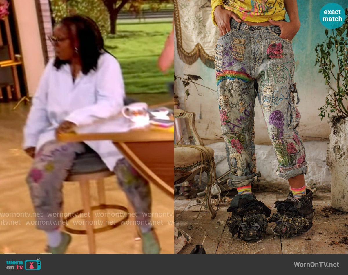 Magnolia Pearl Rainbow Love Dreamer Denims worn by Whoopi Goldberg on The View