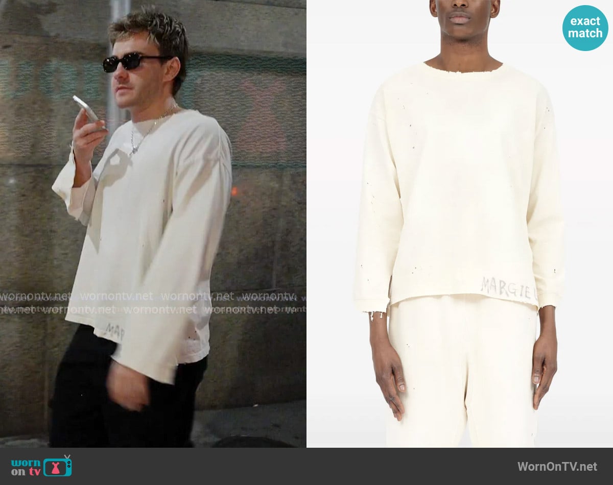 Maison Margiela Handwritten cotton sweatshirt worn by Charlie Zakkour on Next Gen NYC
