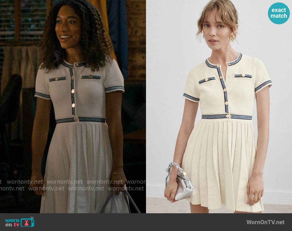 Maje Pleated Knit Mini Dress worn by Jessica Whitley (Iman Benson) on Sweet Magnolias