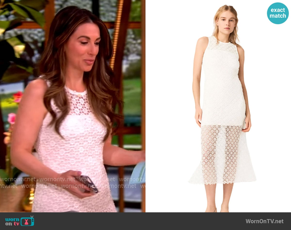Alyssa’s white crochet knit dress on The View