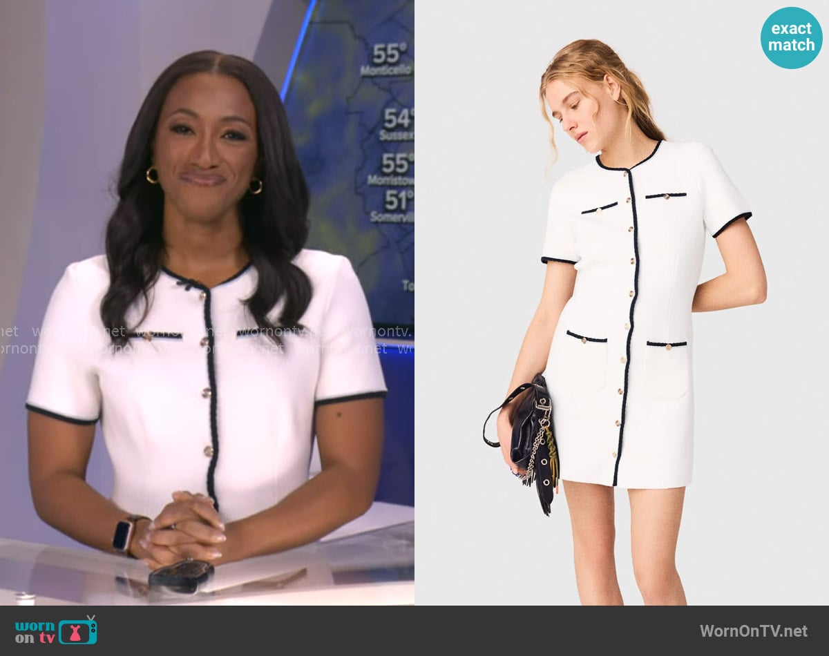 Maje Short Dress with Contrasting Trim worn by Brittany Bell on Good Morning America