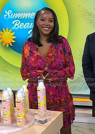 Makho’s pink floral print v-neck dress on Today