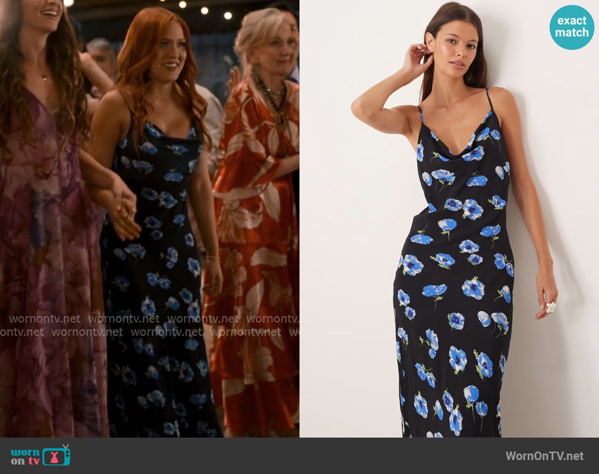 Mango Cowl neck maxi dress in floral print