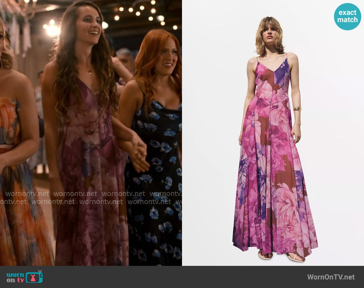 Mango Floral Godet Dress