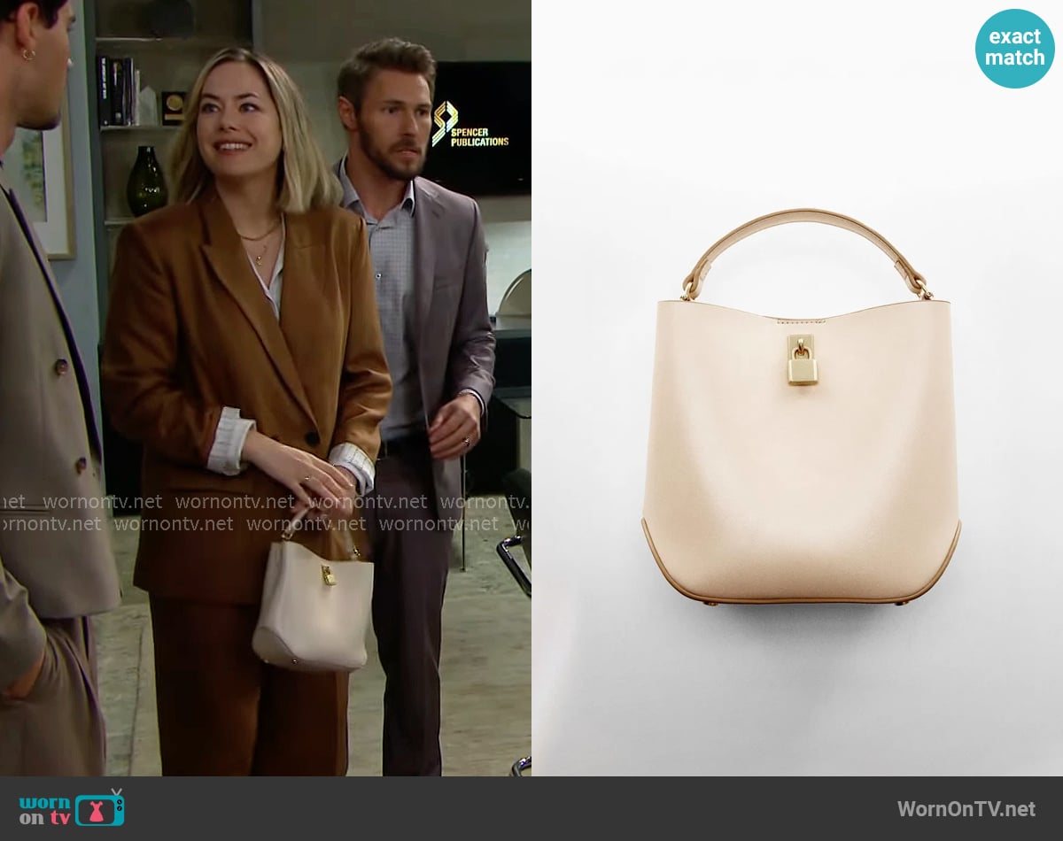 Mango Mini-Shopper With Rear Padlock worn by Hope Logan (Annika Noelle) on The Bold and the Beautiful