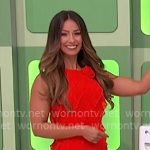 Manuela’s red ruffled mini dress on The Price is Right