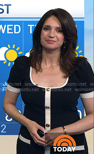 Maria’s black contrast trim button dress on Today