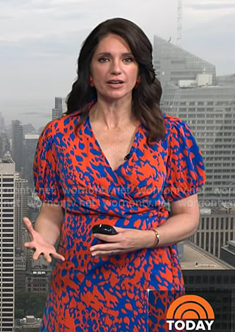 Maria’s orange and blue print wrap dress on Today