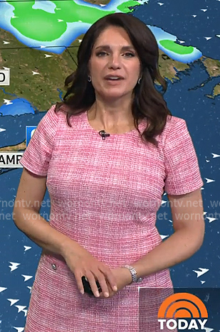 Maria’s pink plaid pleated hem dress on Today
