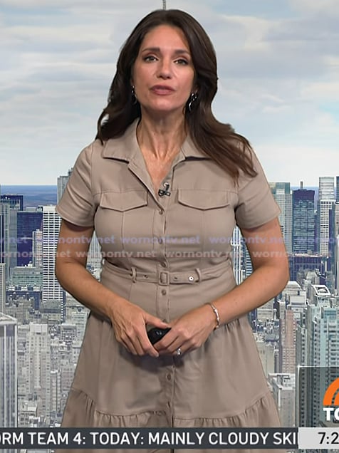 Maria's taupe belted short sleeve shirtdress on Today