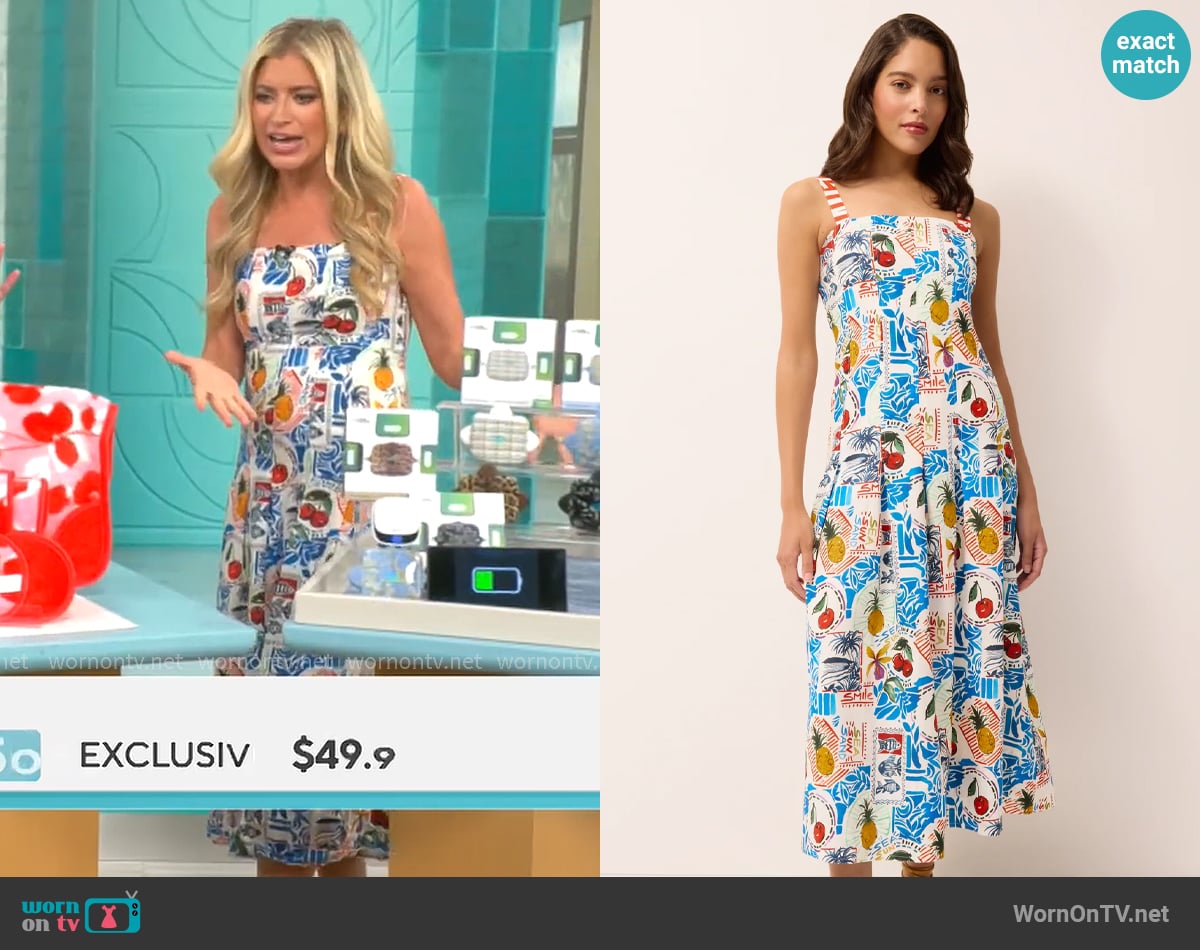 Marie Oliver Dixon Dress in Postcard worn by Ashley Bellman on CBS Mornings