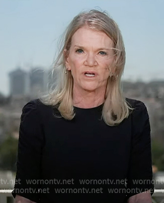 Martha Raddatz’s black ruched sleeve top on Good Morning America