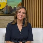 Mary's navy asymmetric button dress on Good Morning America