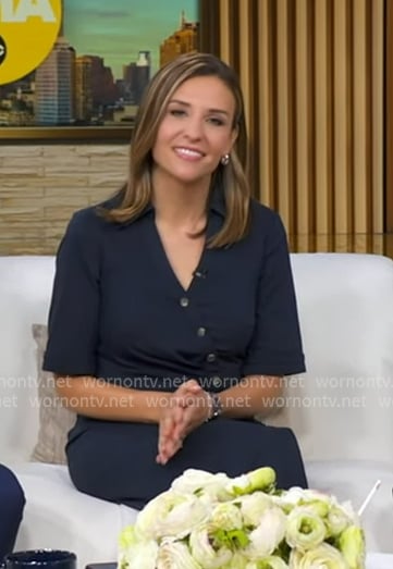 Mary’s navy asymmetric button dress on Good Morning America