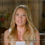 Masha’s white sleeveless peplum confessional top on The McBee Dynasty Real American Cowboys