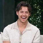 Matt Cornett’s geometric print shirt on Access Hollywood