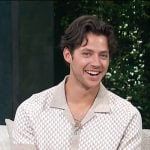 Matt Cornett's Ivory geometric short sleeve shirt on Access Hollywood