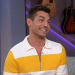 Matt Rogers’s yellow striped rugby stripe sweater on The Kelly Clarkson Show