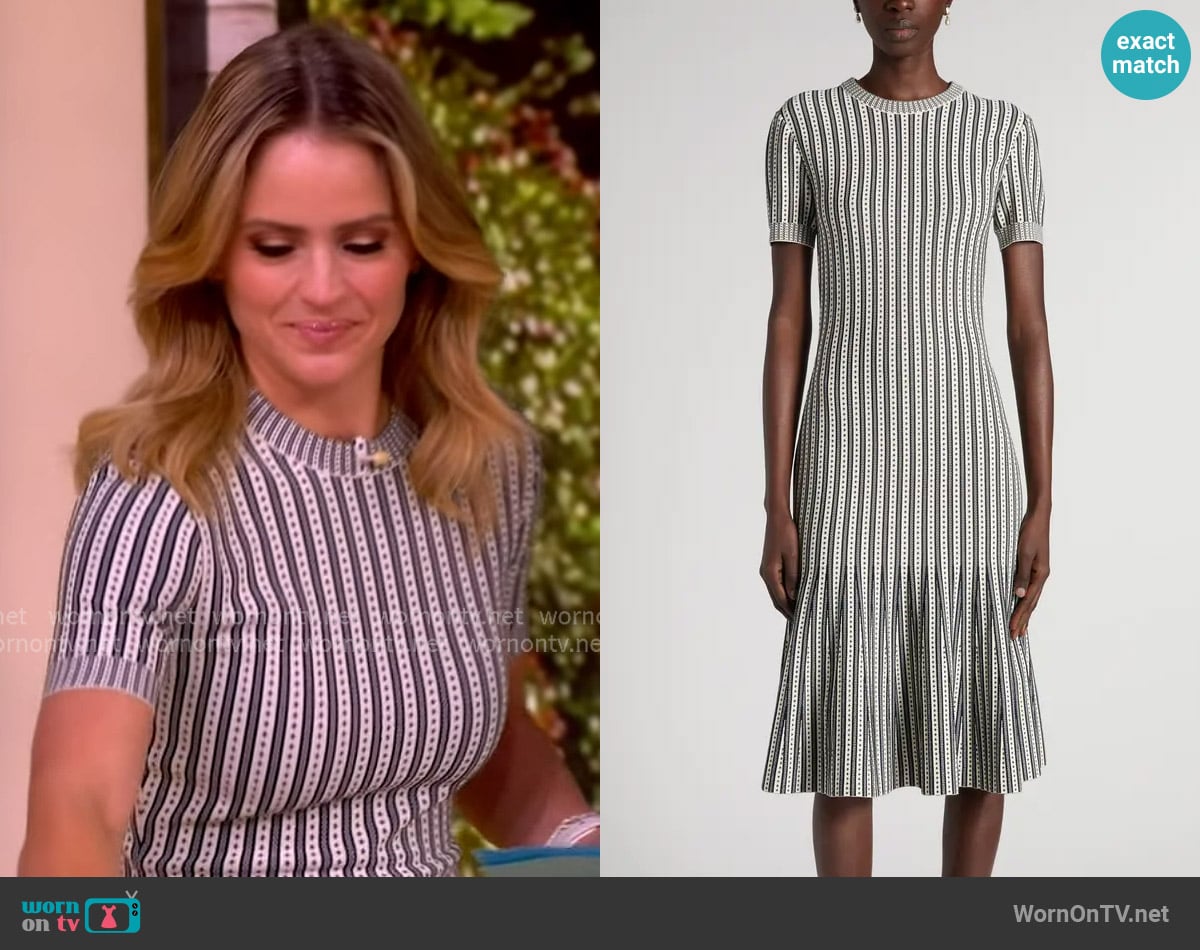 Sara’s gray stripe knit dress on The View Sara’s gray stripe knit dress on The View