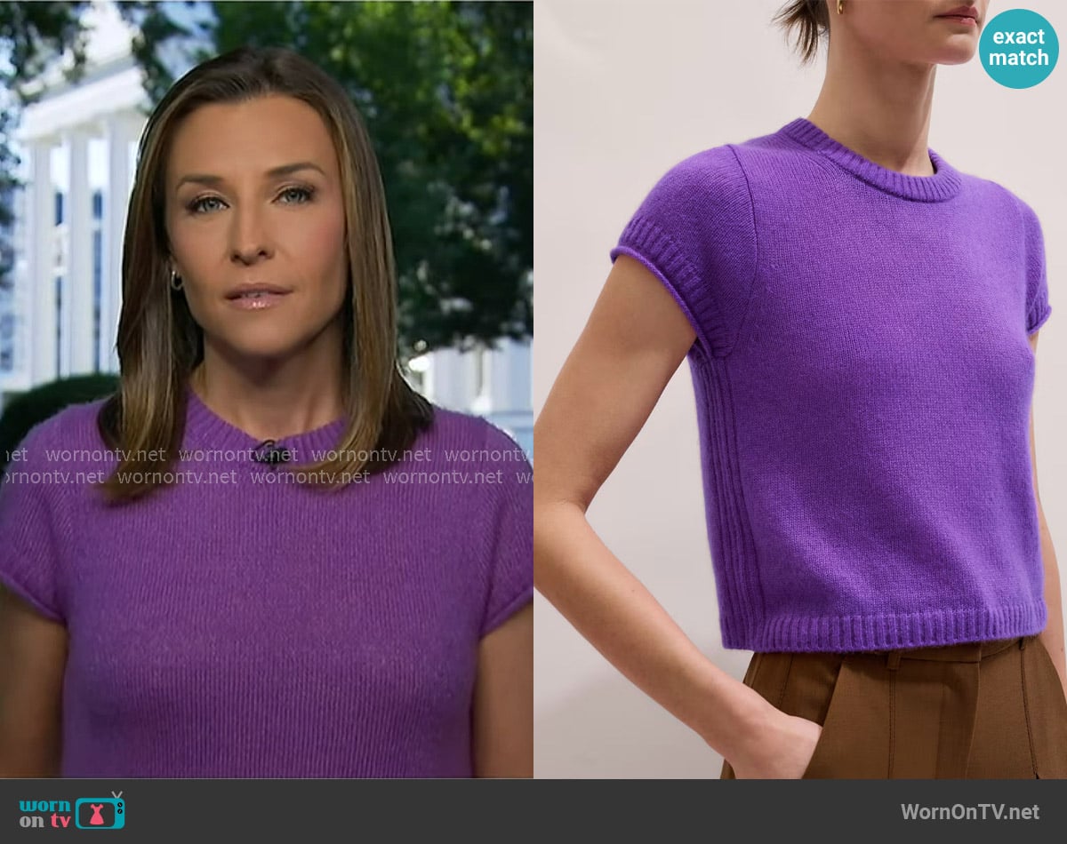 Me + Em Baby Tee in Violet Purple worn by Mary Bruce on Good Morning America