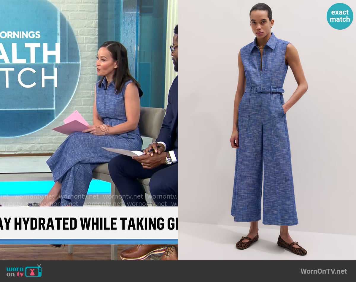 Me + Em Crop Wide-Leg Jumpsuit worn by Eva Pilgrim on CBS Mornings