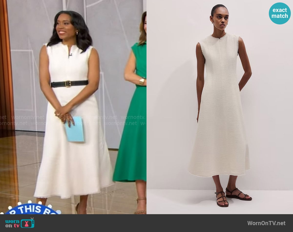 Me + Em Fit + Flare Maxi Dress in Cream worn by Rachel Scott on Good Morning America
