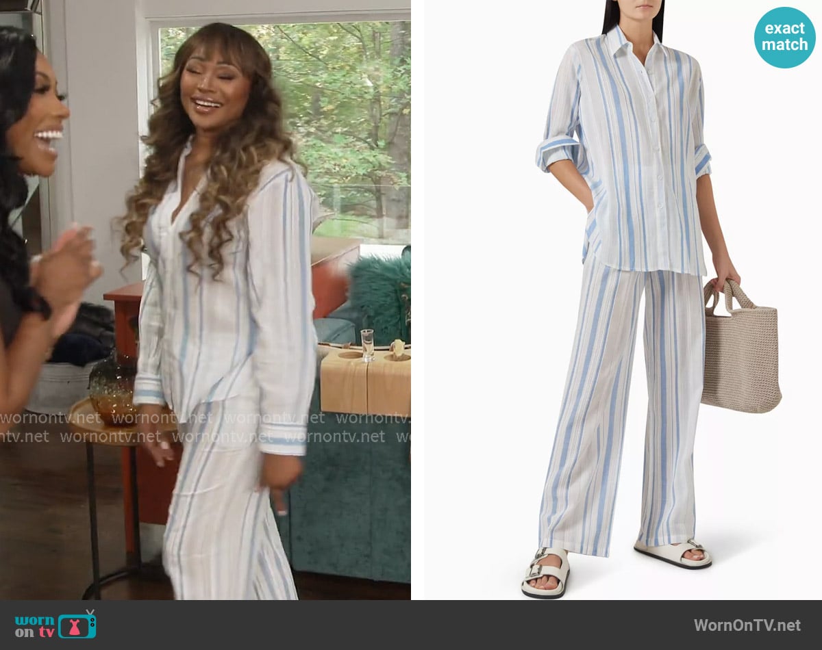 Melissa Odabash Striped Shirt worn by Cynthia Bailey on The Real Housewives of Atlanta