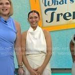 Melissa’s white satin halter top and skirt on Today