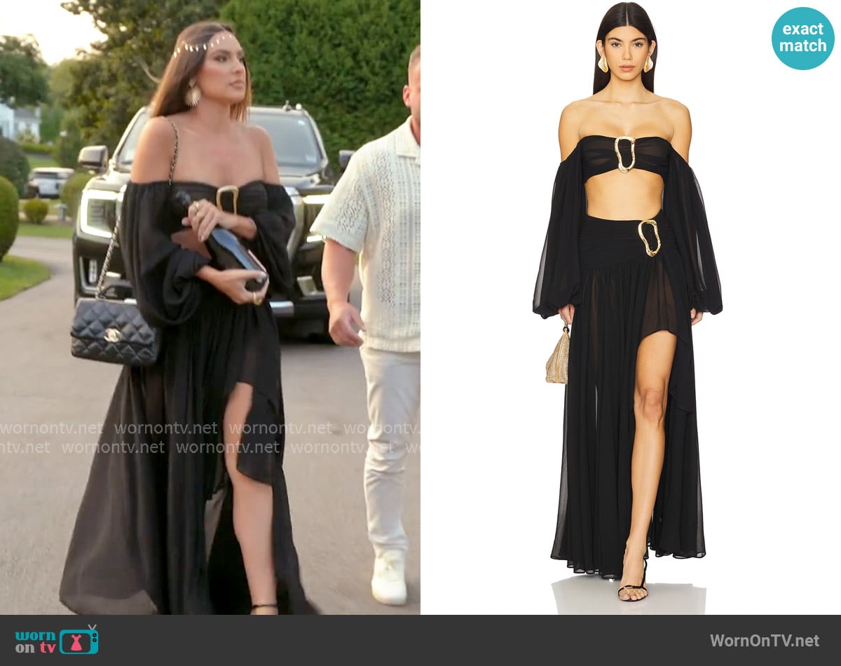 Michael Costello Blair Crop Top worn by Kelsey Swanson on The Real Housewives of Rhode Island