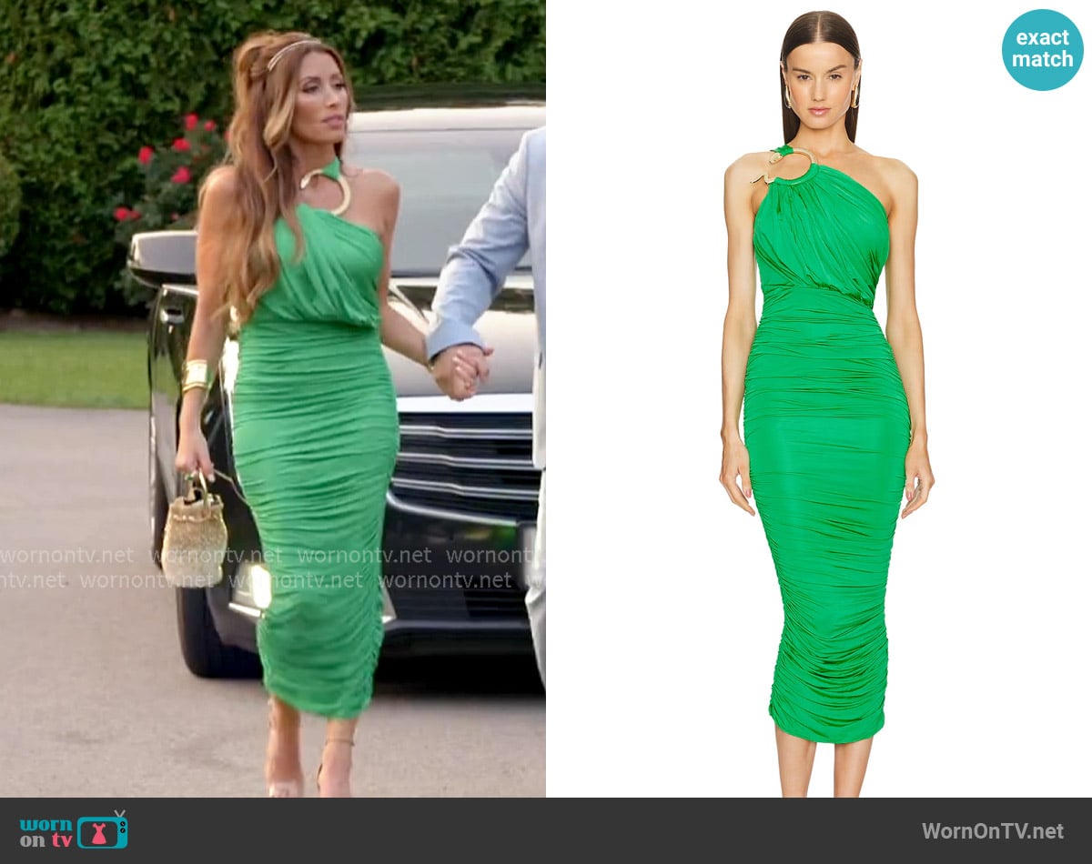 Michael Costello Kiera Midi Dress worn by Alicia Carmody on The Real Housewives of Rhode Island