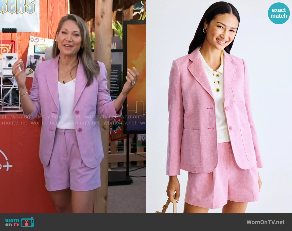 Michael Kors Linen Patch Pocket Blazer worn by Ginger Zee on Good Morning America