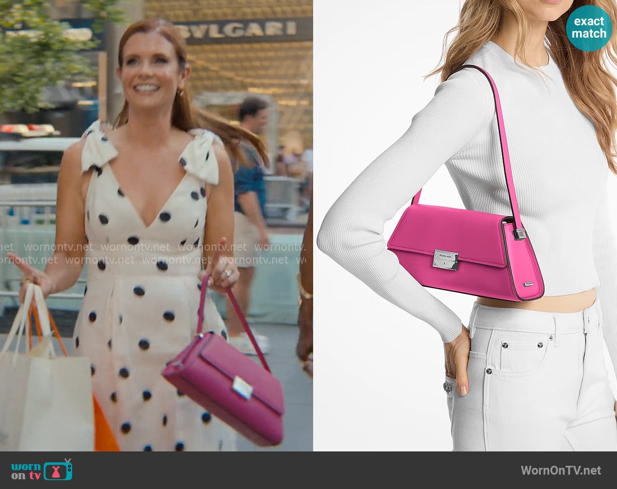 Michael Kors Ludlow Medium Leather Shoulder Bag in Wild Berry worn by Maddie Townsend (JoAnna Garcia Swisher) on Sweet Magnolias