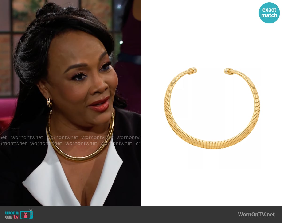 Michael Kors Ribbon Flex Collar Necklace worn by Stephanie Simmons (Vivica Fox) on The Young and the Restless