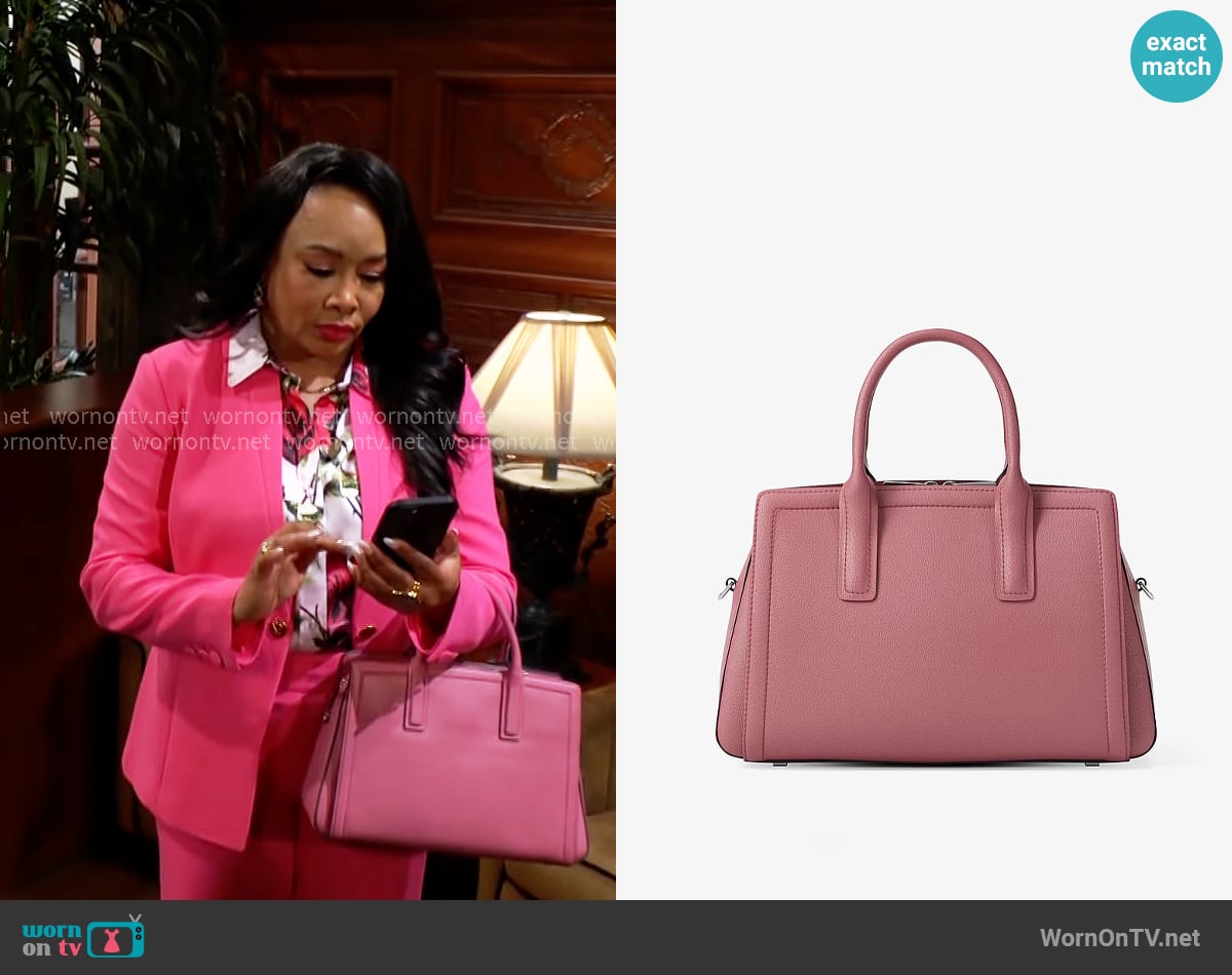 MICHAEL Michael Kors Laila Medium Leather Satchel worn by Stephanie Simmons (Vivica Fox) on The Young and the Restless