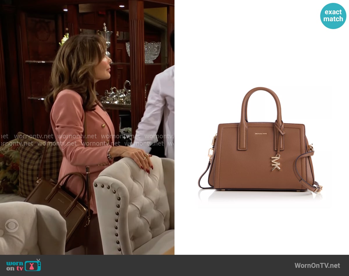 MICHAEL Michael Kors Laila Small Satchel in Luggagy worn by Jill Abbott (Lauren Koslow) on The Young and the Restless