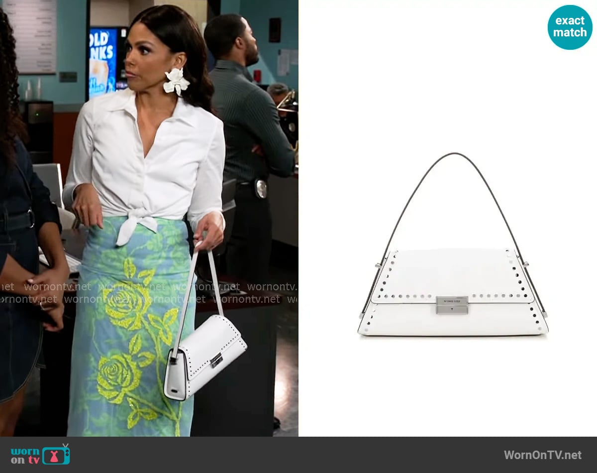MICHAEL Michael Kors Ludlow Medium Studded Leather Shoulder Bag worn by Dani Dupree (Karla Mosley) on Beyond the Gates