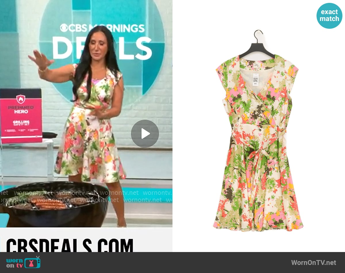 Milly Faux Wrap Dress worn by Elizabeth Werner on CBS Mornings
