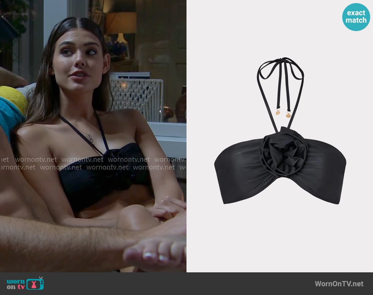 Milly Floral Appliqué Halter Top worn by Electra Forrester (Laneya Grace) on The Bold and the Beautiful