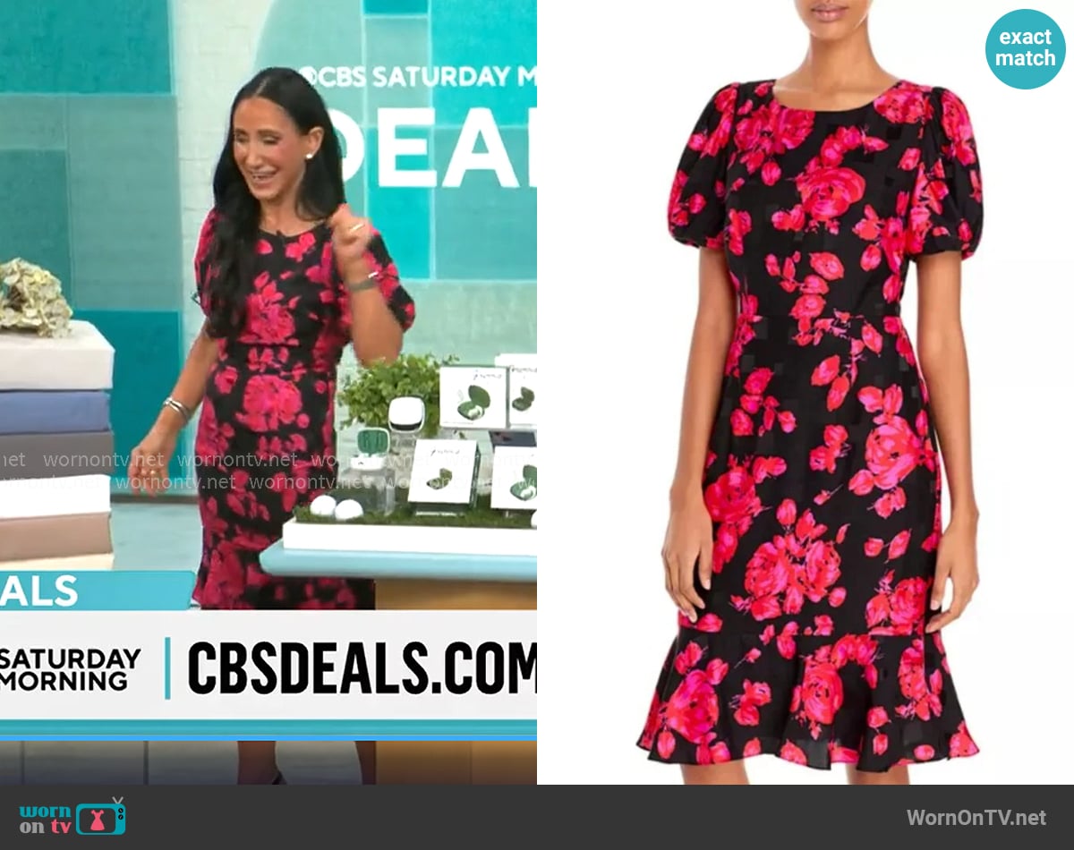 Milly Floral Dress worn by Elizabeth Werner on CBS Mornings