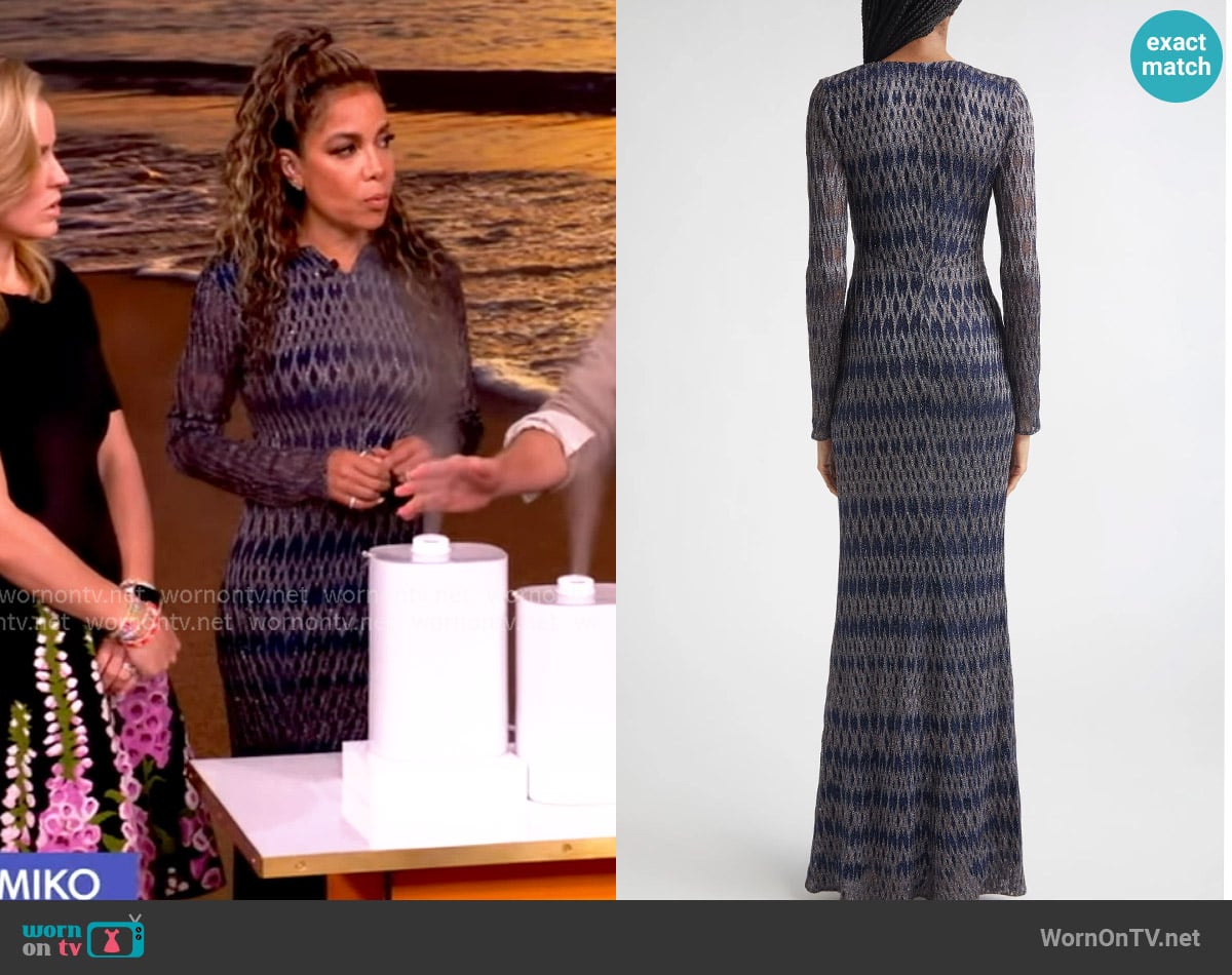 Missoni Long Sleeve 3D Diamond Pattern Lamé Maxi Dress worn by Sunny Hostin on The View