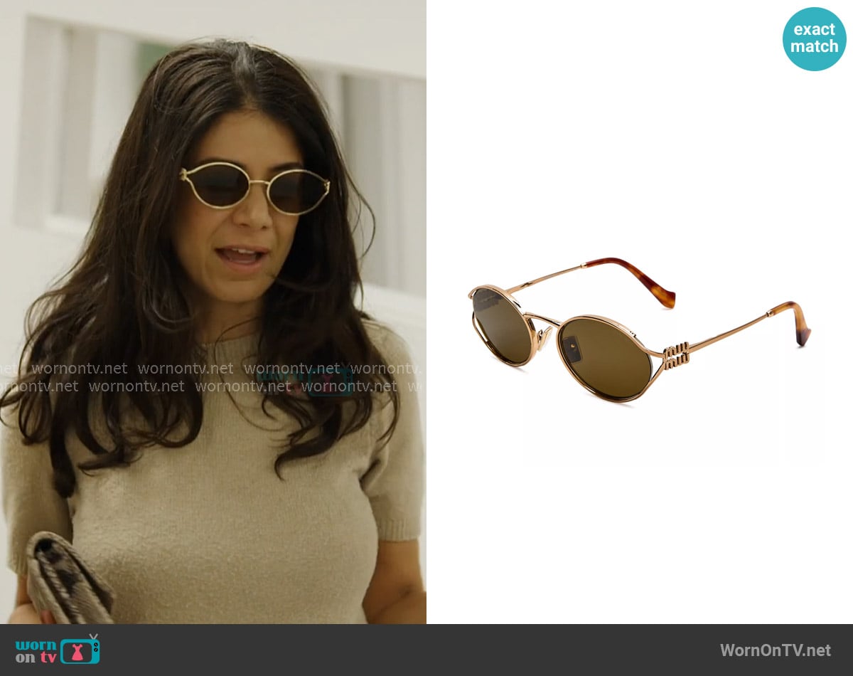Miu Miu 54mm Oval Sunglasses in Dark Brown worn by Yvonne Najor on In The City