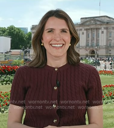 Molly’s burgundy cable knit short sleeve cardigan on Today