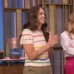 Monica’s embroidered stripe top on Live with Kelly and Mark