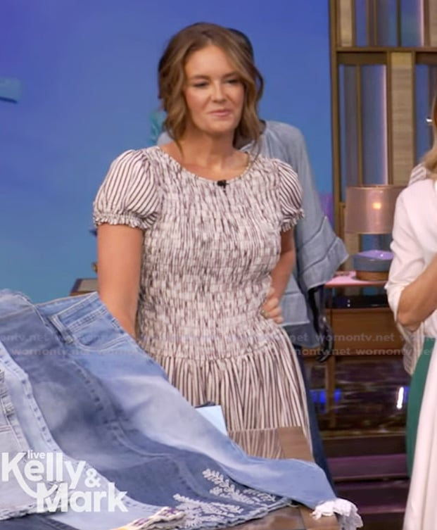 Monica’s gray smocked dress on Live with Kelly and Mark