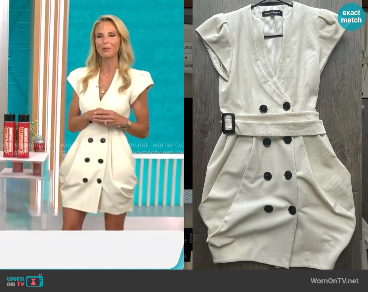 Nanette Lepore Cap Sleeve button down dress with belt worn by Elisabeth Hasselbeck on CBS Mornings