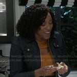 Naomi’s denim jacket and pants set on Beyond the Gates